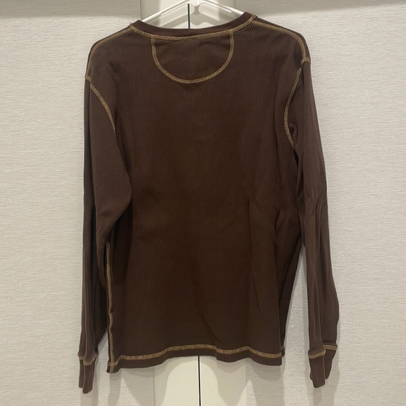 TIMBERLAND BROWN LONG SLEEVE WAFFLE BUTTON SHIRT! Size: XL - Picture 4 of 6